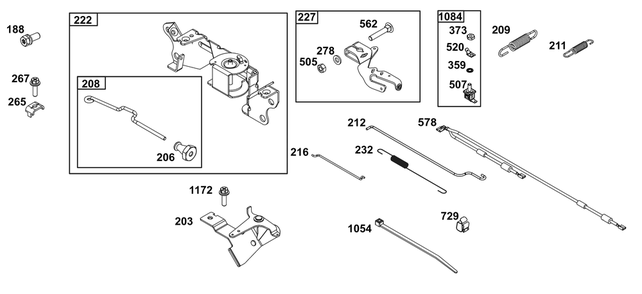 Controls Group Diagram and Parts List for 305447-0588-G1 200000 - 399999 Briggs and Stratton Engine